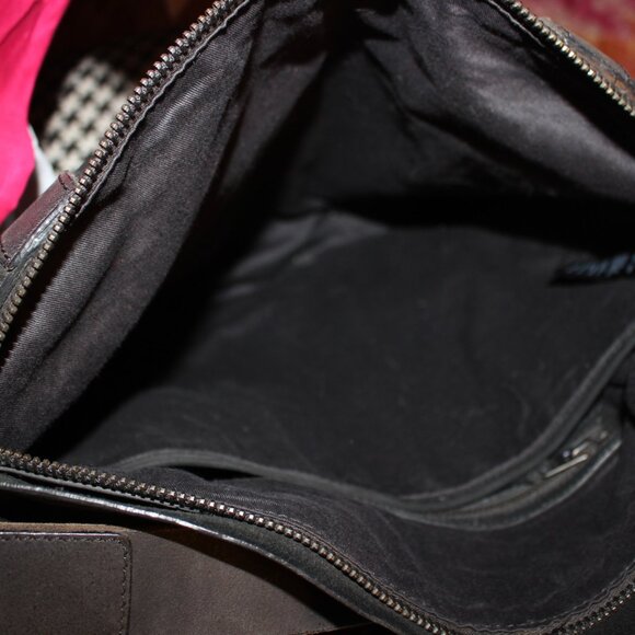 AllSaints Thorpe Messenger Bag Black Suede & Leather XL Orig $499 Excellent - Picture 5 of 13